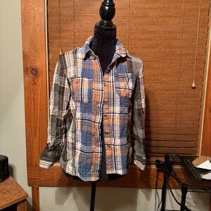 Womens Shein Button Down Multi Color Plaid Shirt Size Small